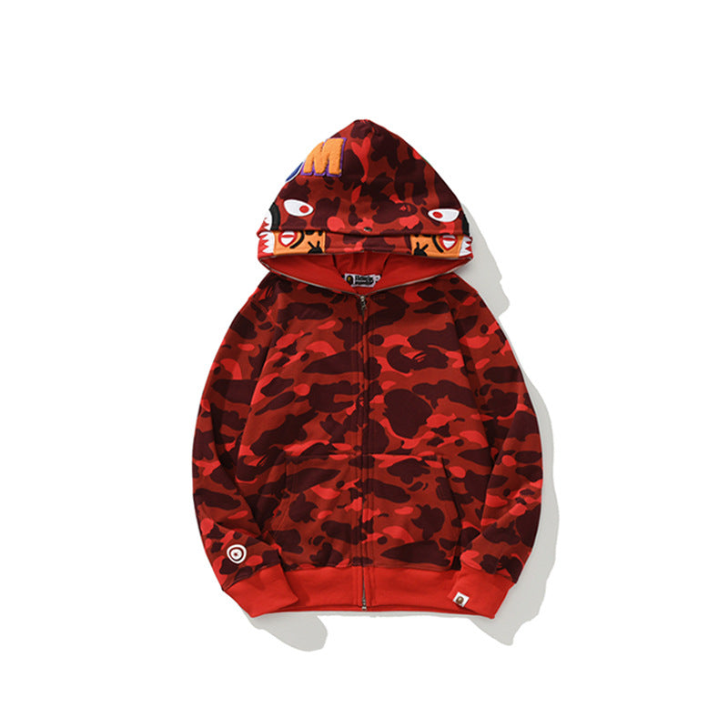 Ape Hoodie Double Hat Tiger Head Sweater Men's Cardigan