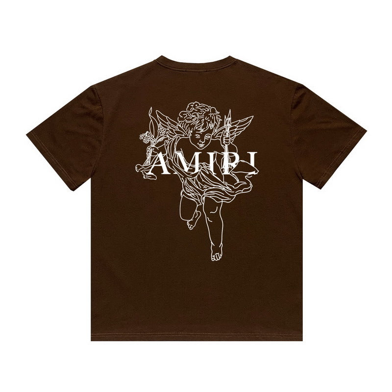 Amiri T Shirt Angel Sketch Printed Casual Hip Hop Short Sleeve T-shirt