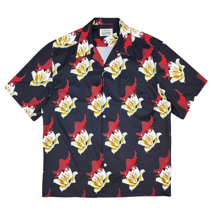 GUILTYPARTIES TIGER Shirts Limited Lily, Bird of Paradise Rayon Hawaiian Short Sleeve Shirt Men