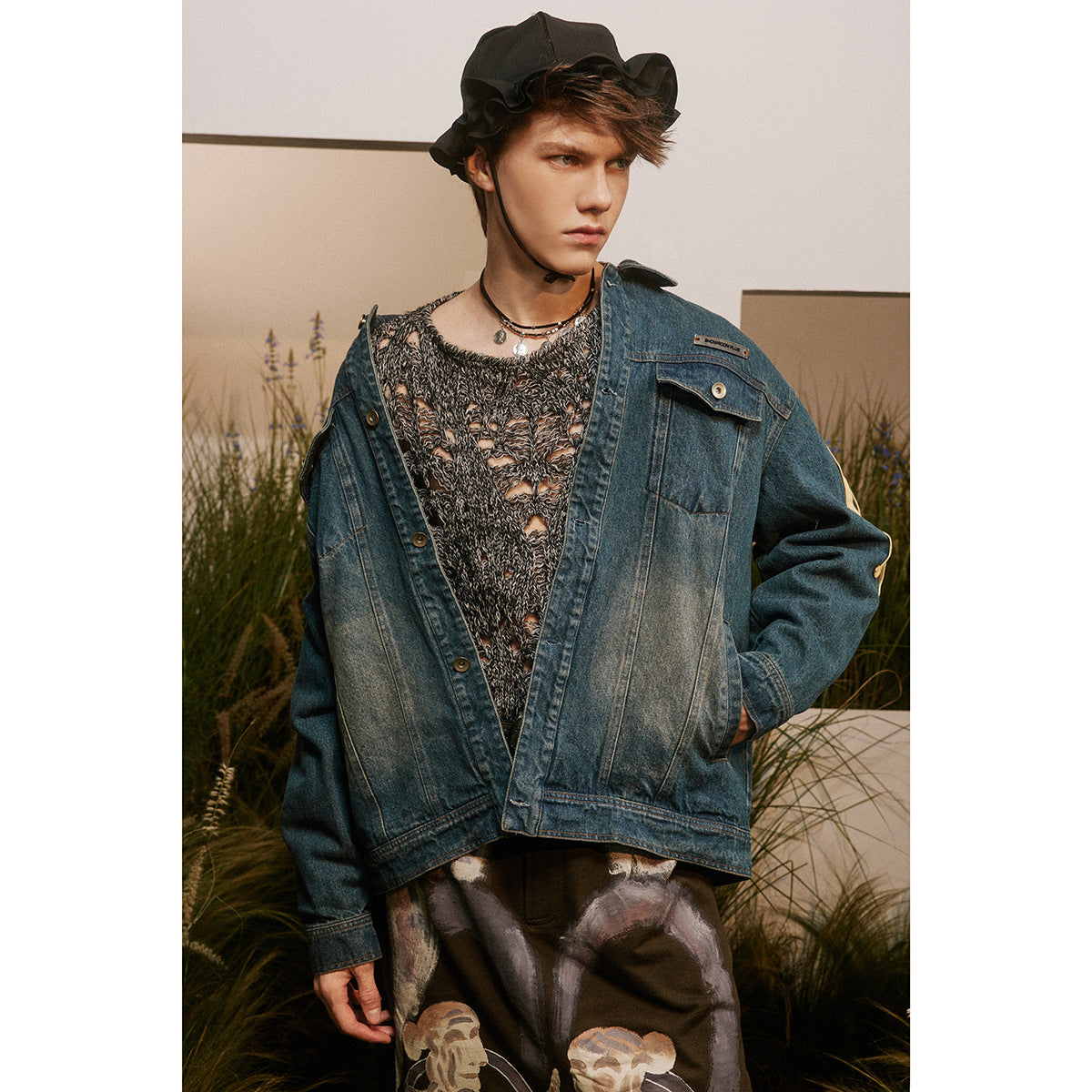 Unisex Jacket Retro Washed Denim Jacket Loose Workwear Denim Jacket Denim Coat