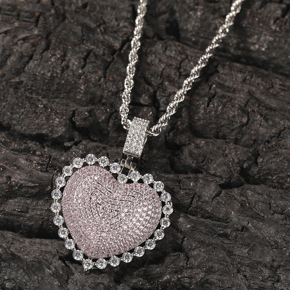 Jewelry Love Copper Zircon Pendant Round Zirconium Pendant Necklace Spectrum St. Valentine's Royalty