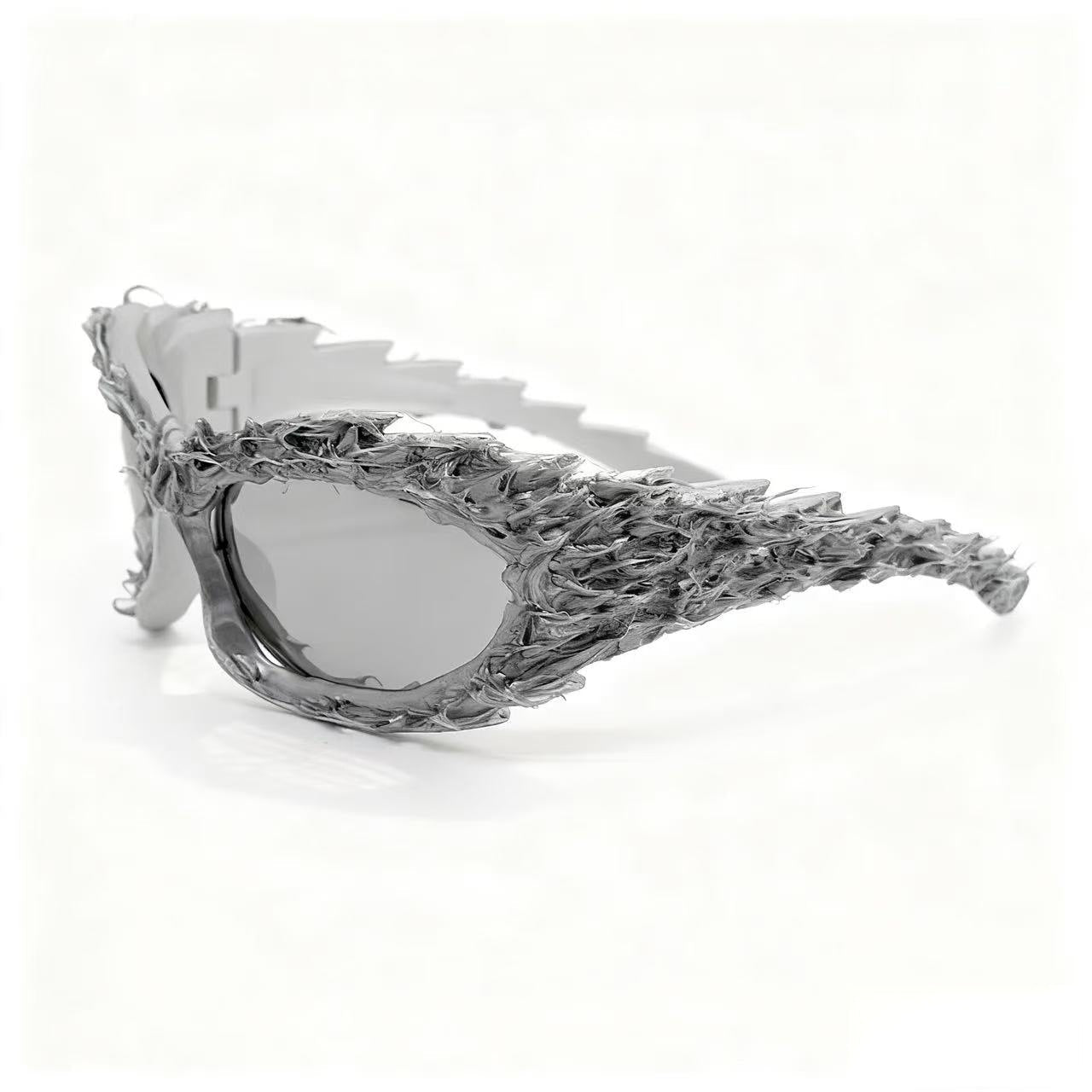 Trendy punk glasses asymmetrical dark cat eyes