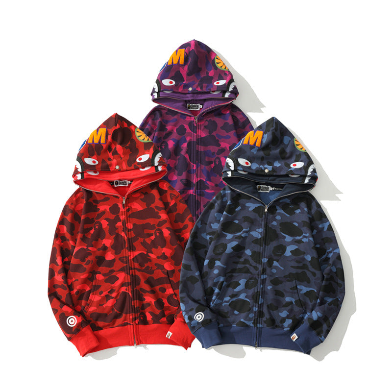 Ape Hoodie Camouflage Two Hat Cardigan Zipper
