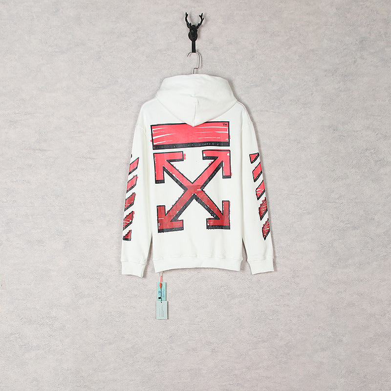 OW  hoodie gradual change arrow pattern hooded sweater men and women the same piece wholesale