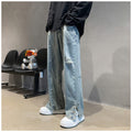 Men Jeans Letter Embroidered Jeans Men's Spring/Summer Hip Hop Straight-Leg Pants