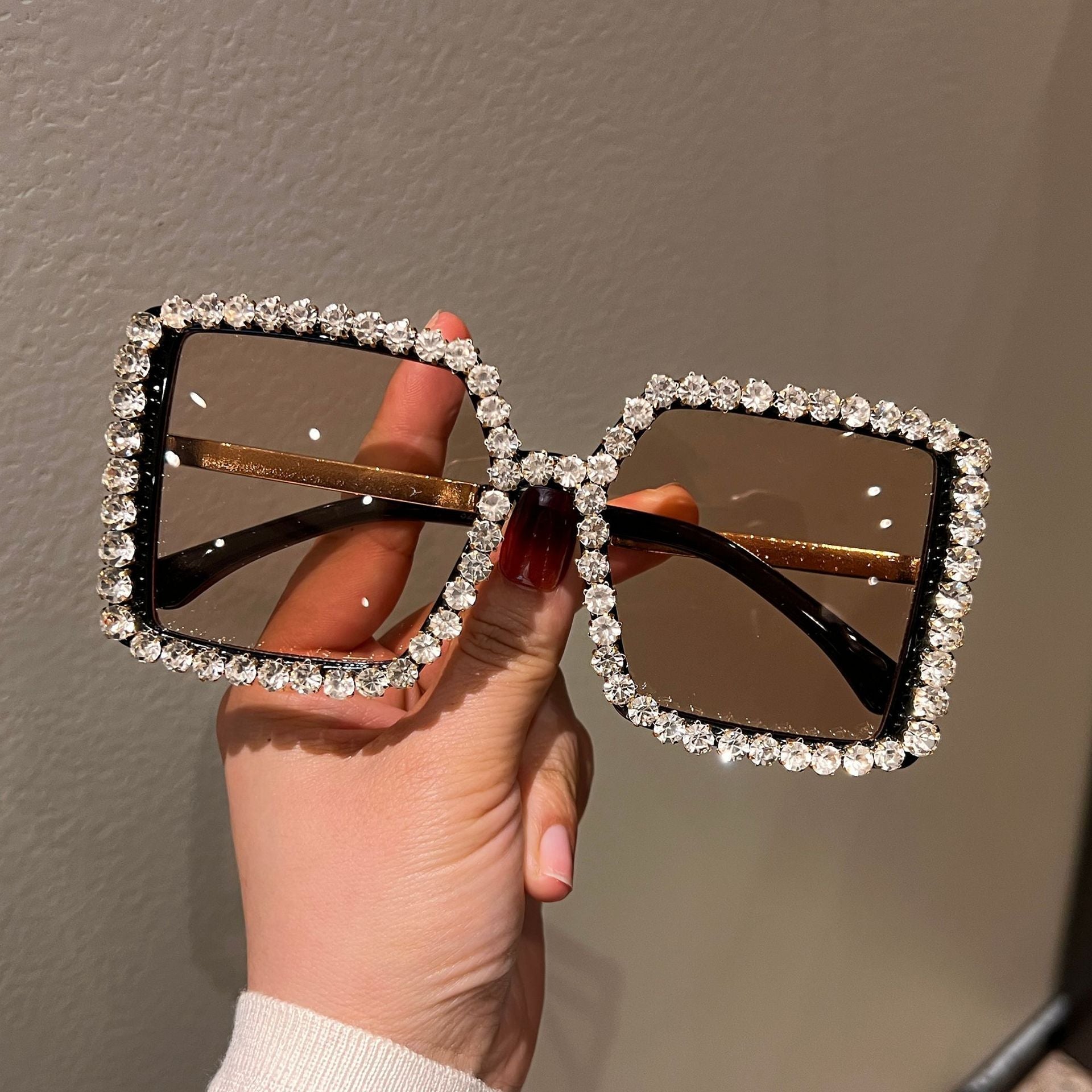 Trendy punk glasses with diamonds