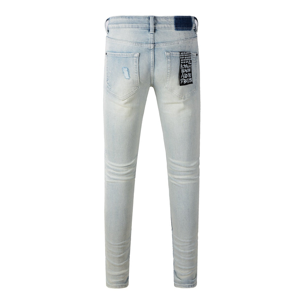 KSUBI Jeans Slim Fit Casual Stretch Ripped Jeans
