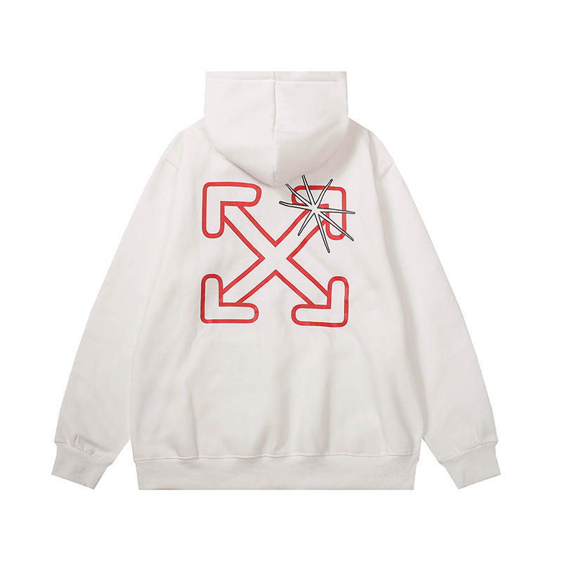 OW  hoodie with a shining star arrow pattern fleece hoodie