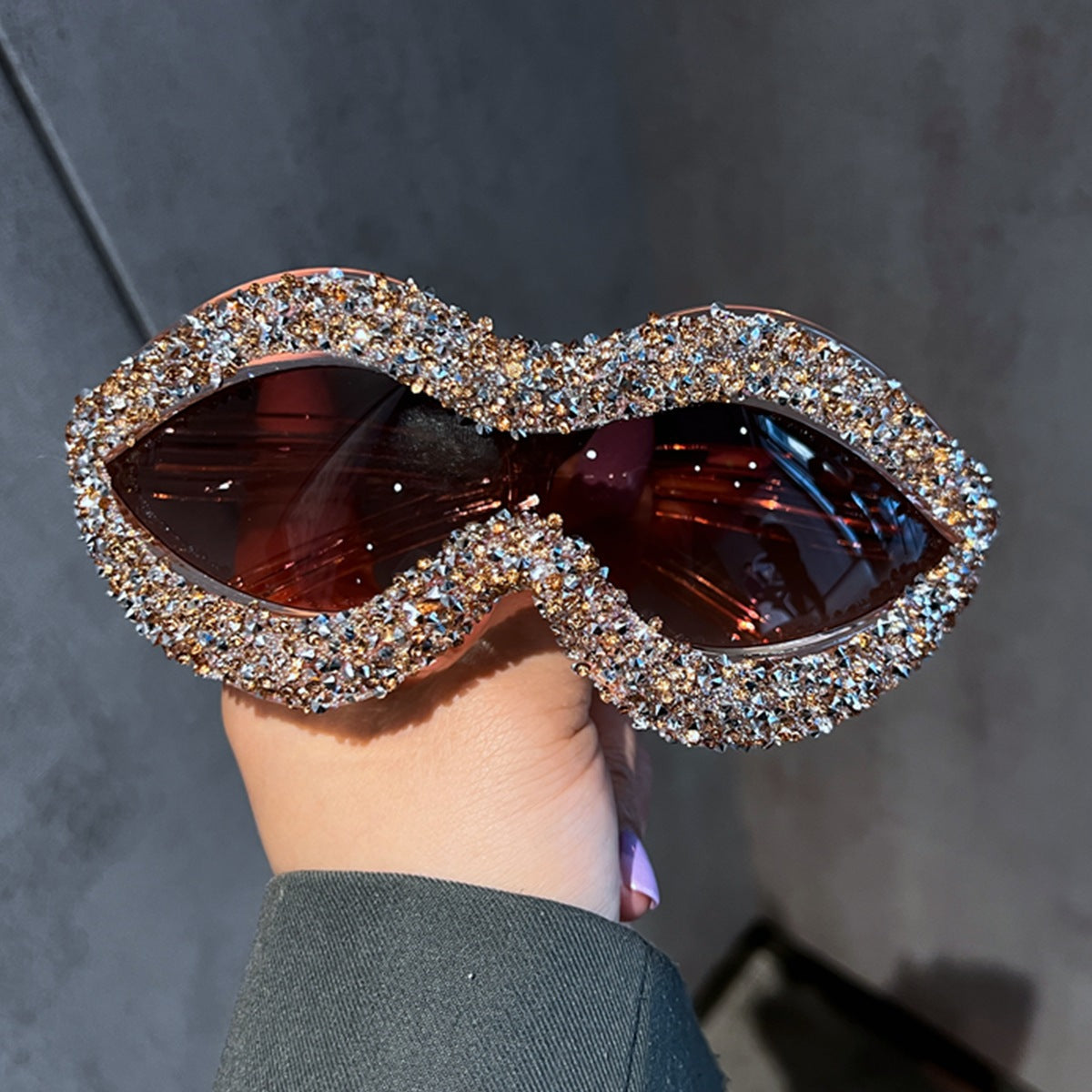 Trendy punk glasses y2k full diamond retro