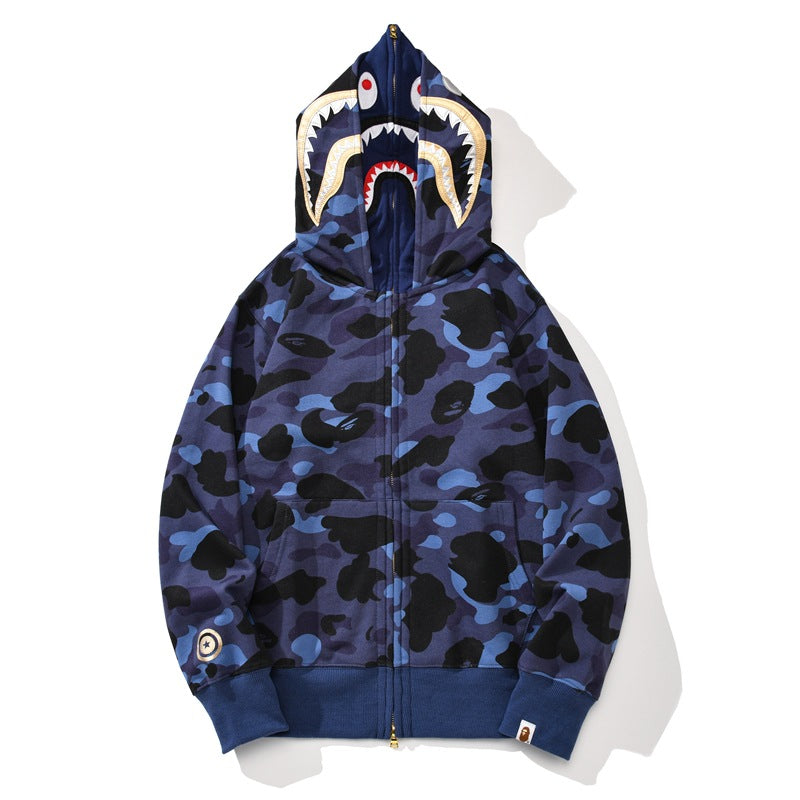 Ape Hoodie Gold Shark Double Hat Camouflage