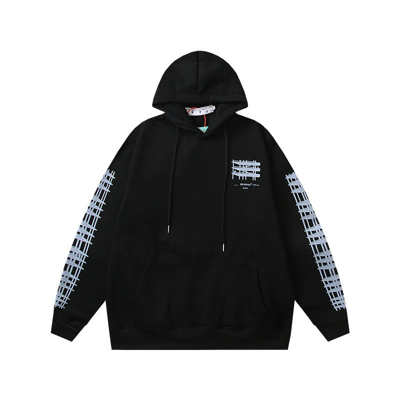 OW  hoodie geometric building arrow pattern fleece hooded