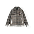 Unisex Jacket Autumn Winter Retro Plaid Jacket Loose Lapels Coat