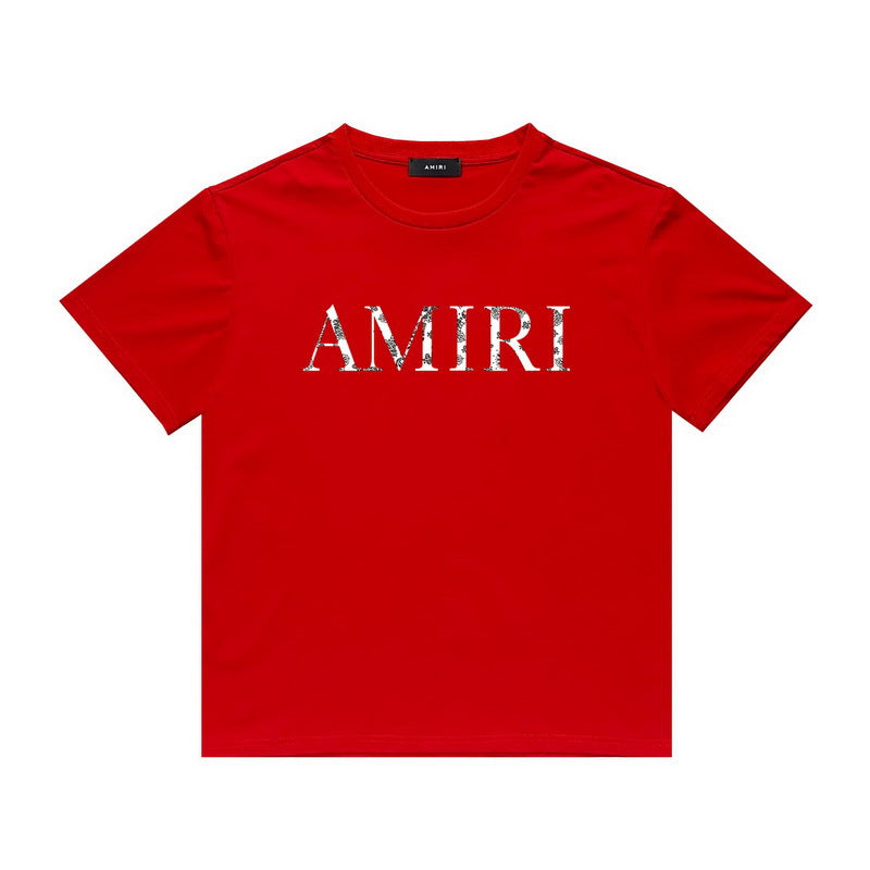 Amiri T Shirt Lettered Casual Hip Hop High Street round Neck Short Sleeve T-shirt