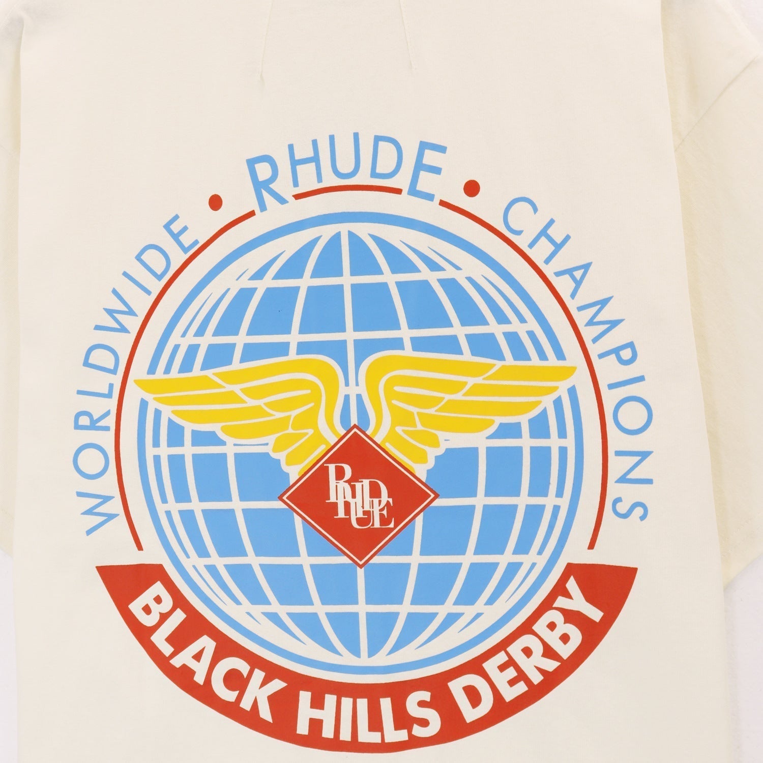 Rhude T Shirt Label Wings Alphabet Earth Print Short Sleeve T-Shirt