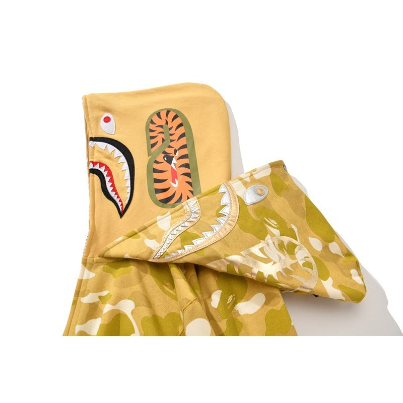 Ape Hoodie Gold Shark Double Hat Camouflage