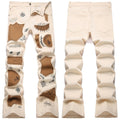 Mens Fashion Jeans Patchwork wide-leg pants 5712#