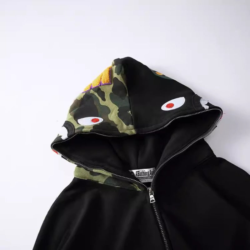 Bathing Ape Hoodie Splicing Camouflage Sweater Cardigan Hooded