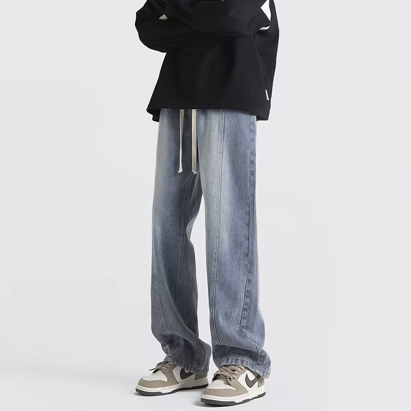 Men Jeans Summer Oversize Straight Loose Wide-Leg Pants