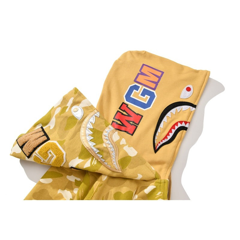 Ape Hoodie Gold Shark Double Hat Camouflage