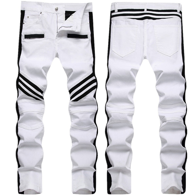 Mens Fashion Jeans black camouflage stripes 8829#