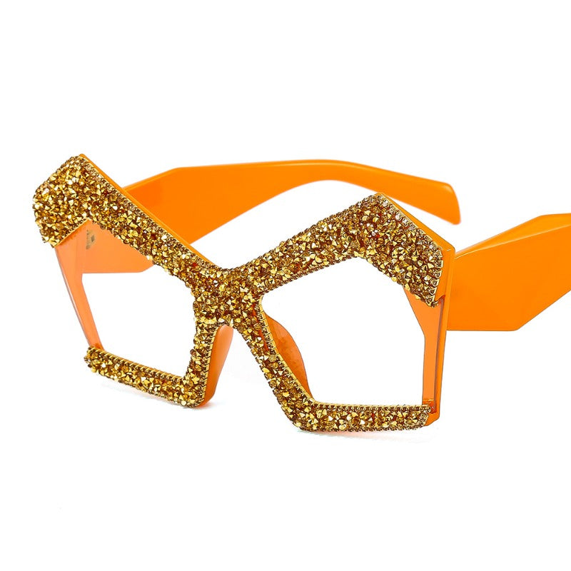 Trendy punk glasses anti blue light polygon