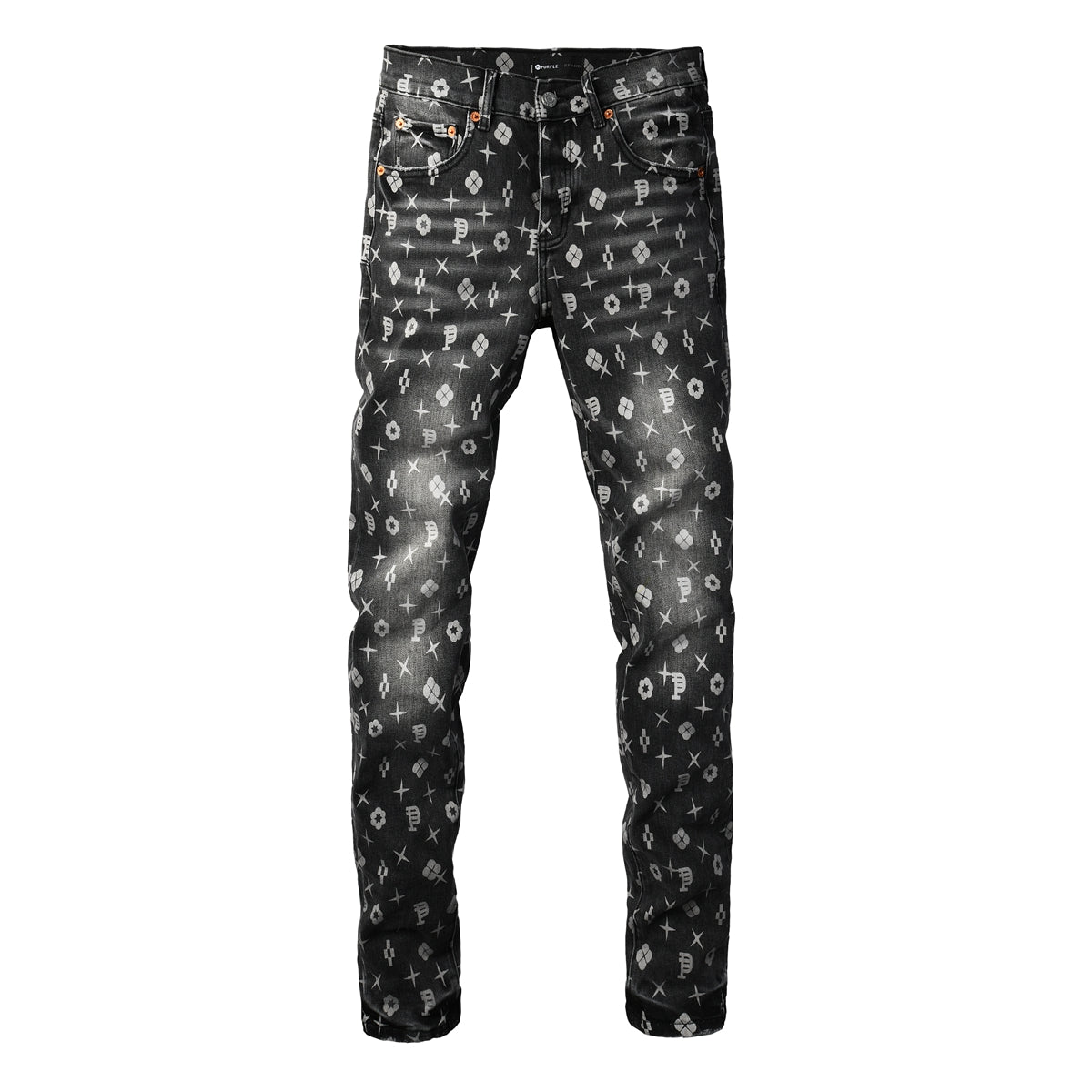 Mens trendy purple jeans, 100% cotton High Street Distressed