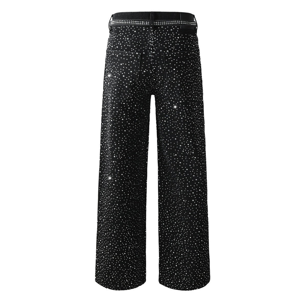Mens trendy purple jeans, 100% cotton  Jeans Rhinestones #9128