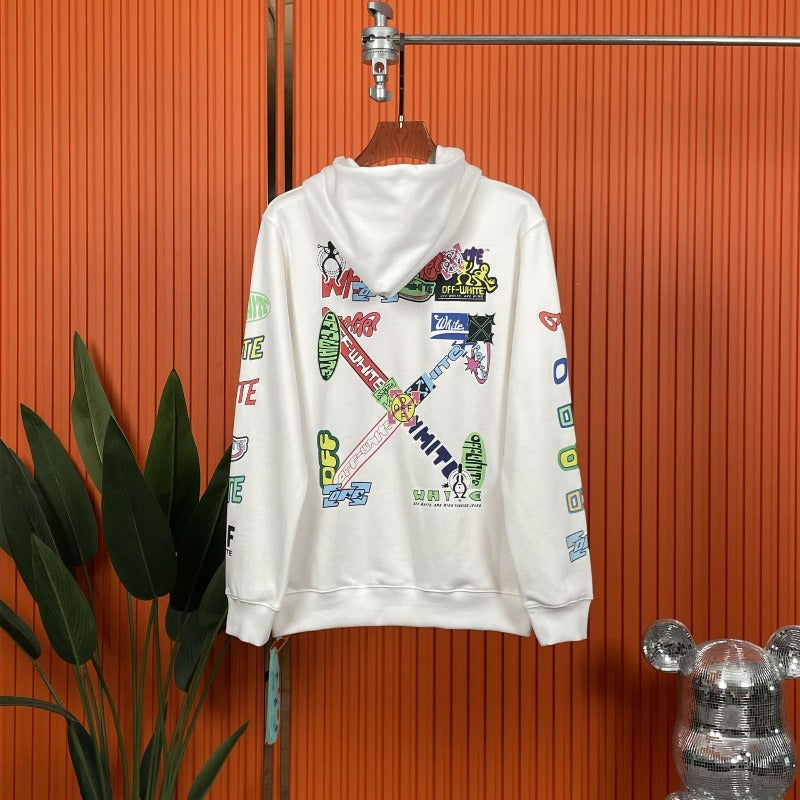 OW  hoodie Colorful graffiti Arrow Pattern Pullover Hood
