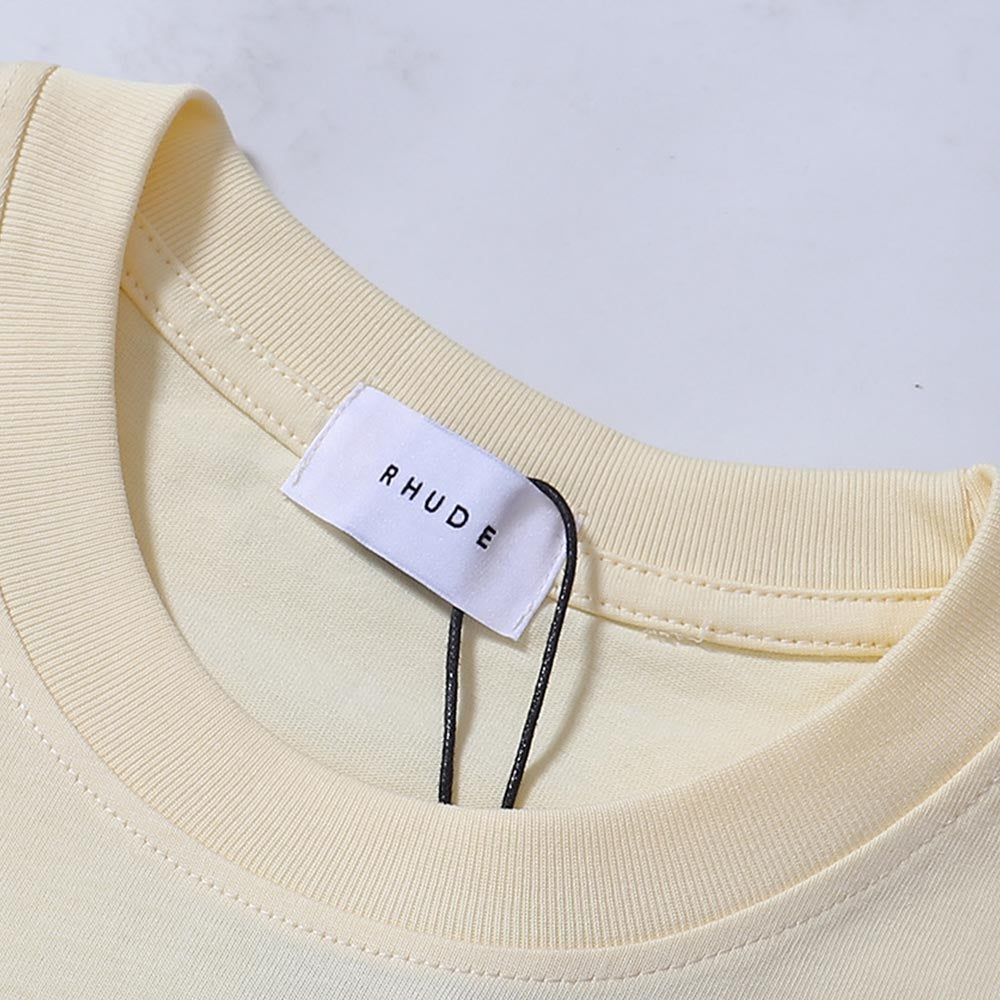 Rhude T Shirts World Map Printed Cotton Casual Short Sleeves Men and Women