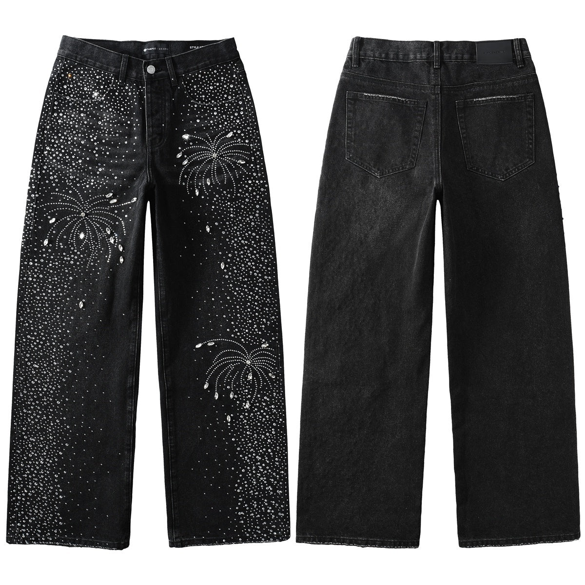 Mens trendy purple jeans, 100% cotton Jeans Rhinestones #9125