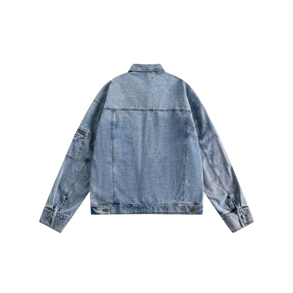 Unisex Jacket Vintage Rivet Washed Denim Jacket