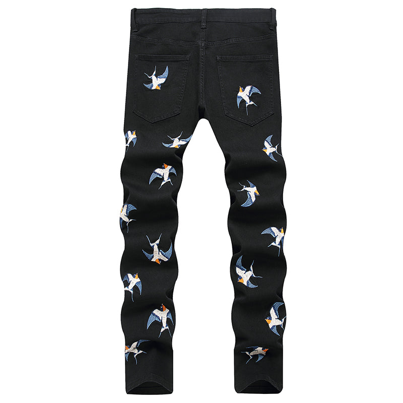 Mens Fashion Jeans Birdprint embroidery 5707#
