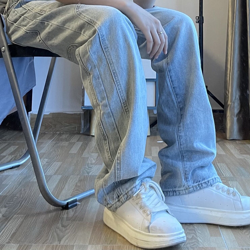 Men Jeans Retro Loose Summer Hip Hop Straight Casual Trousers