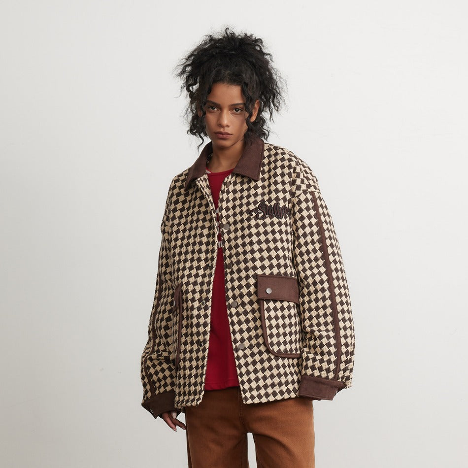 Unisex Jacket Men's and Women's Plaid Jacket Baggy Coat