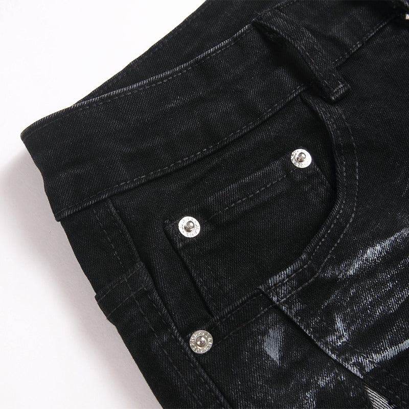 Mens Fashion Jeans Star Rhinestones S3972#