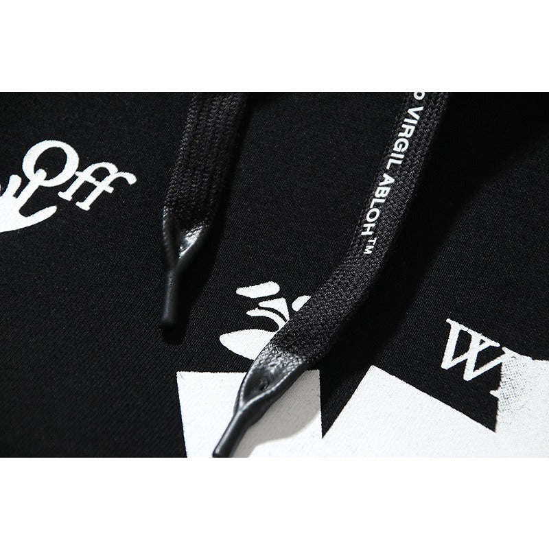 OW  hoodie three-dimensional arrow pattern pullover hoodie