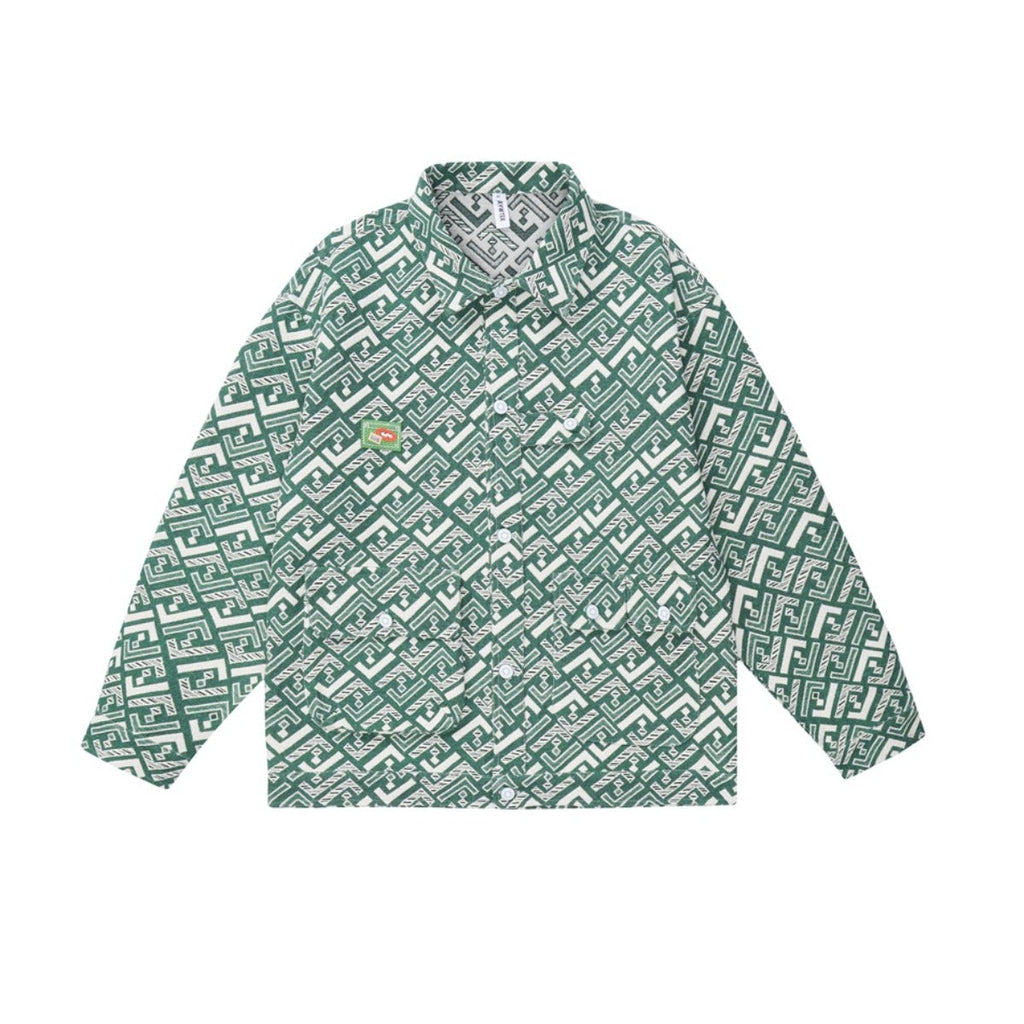 Unisex Jacket Couple Jacquard Fabric Spring and Summer Turn-down Collar Coat