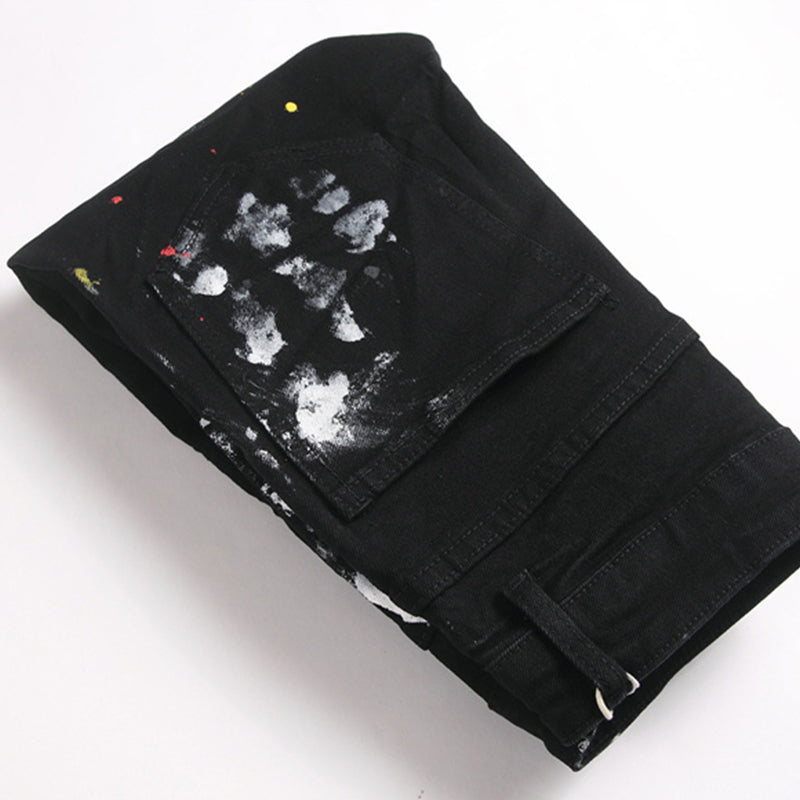 Mens Fashion Jeans White graffiti S8286#