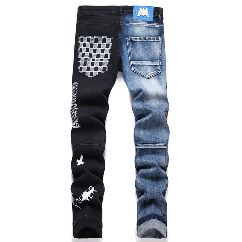 Mens Fashion Jeans Blue and black color scheme 3538#