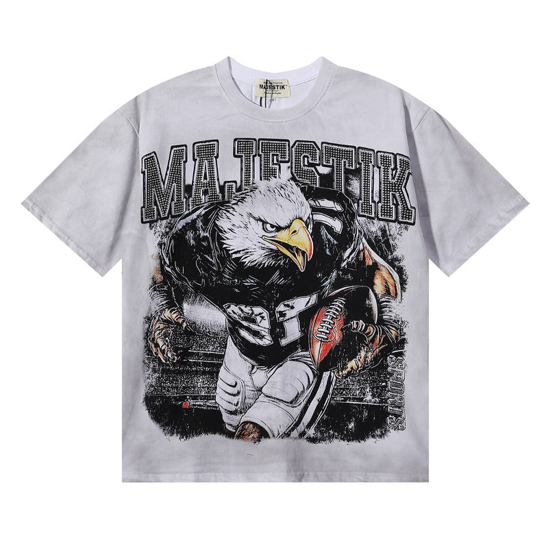 MAJESTIK T Shirts Eagle Football Graphic Crop Tee Hot Diamond