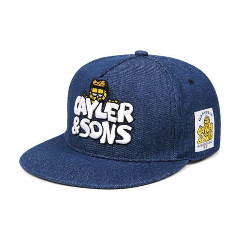 Trendy flat brimmed snapback hats cartoon breathable adjustable sunshade