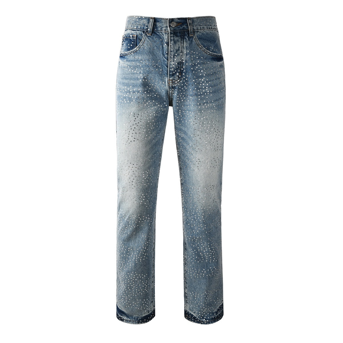 Mens trendy purple jeans, 100% cotton Rhinestones #9137