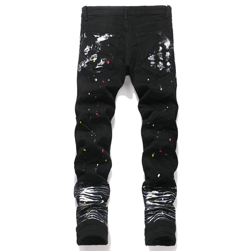 Mens Fashion Jeans White graffiti S8286#