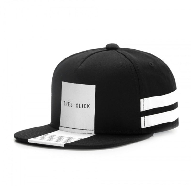 Trendy flat brimmed snapback hats tres slick cap summer