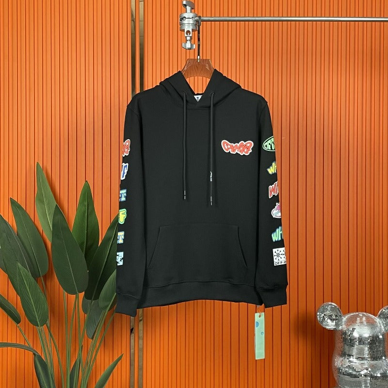 OW  hoodie Colorful graffiti Arrow Pattern Pullover Hood