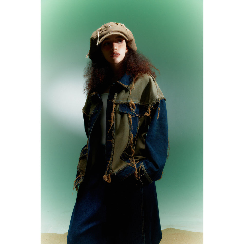 Unisex Jacket Washed Denim Jacket Casual Loose Lapels Overalls