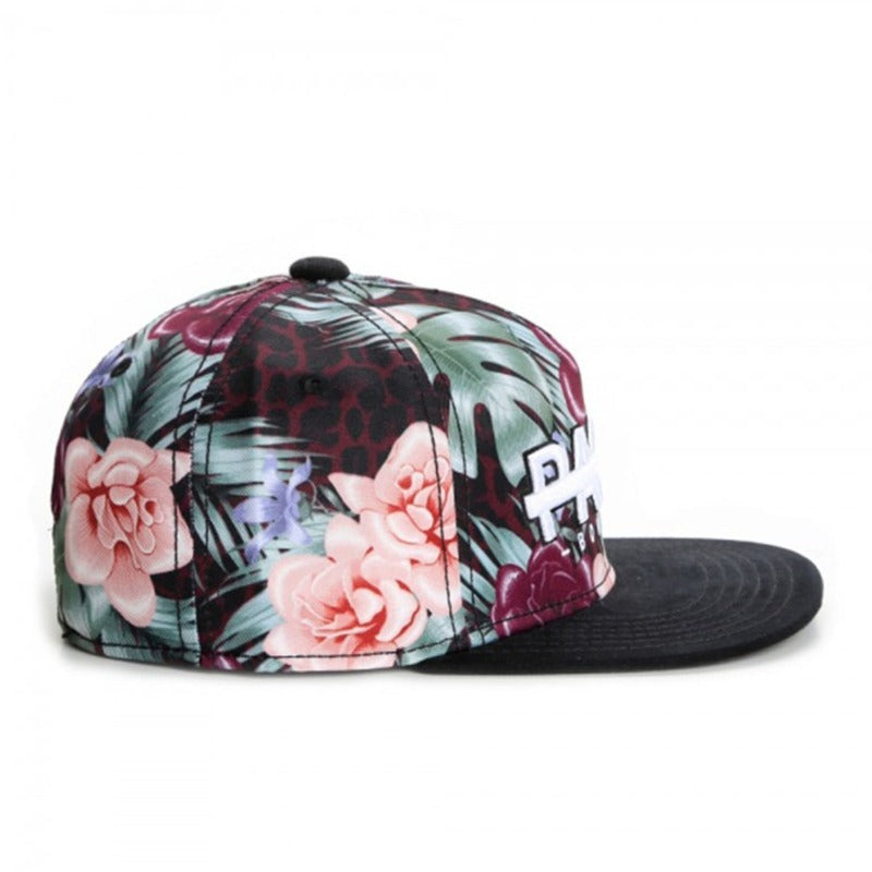 Trendy flat brimmed snapback hats adjustable flower letterparis