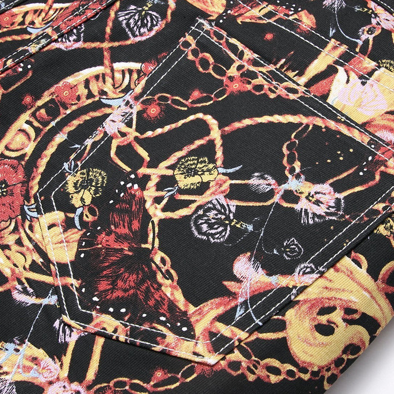 Mens Fashion Jeans Black paintbrush graffiti 8838#