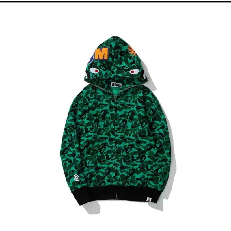 Bathing ape hoode bape green ghost color singer joint model