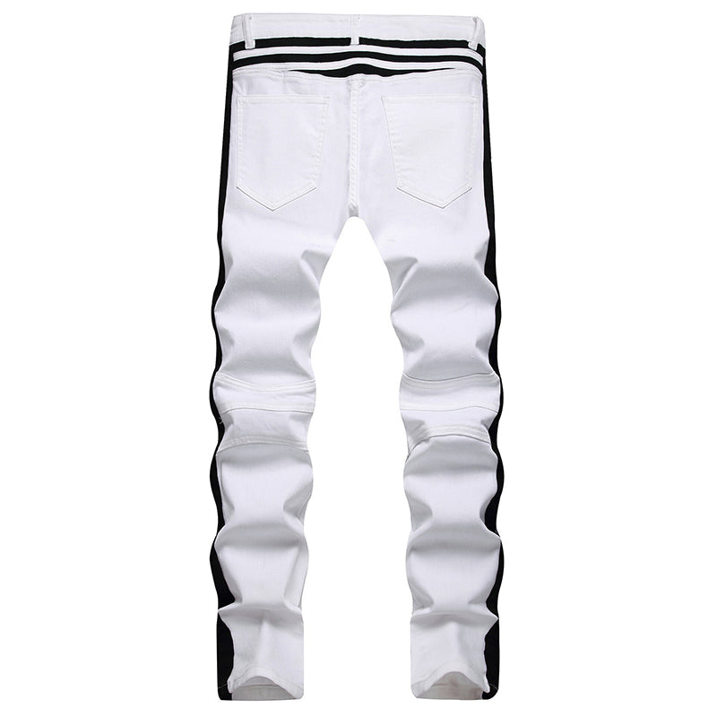 Mens Fashion Jeans black camouflage stripes 8829#
